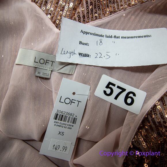 New! LOFT Sequin Shell tank pink Top , XS - Picture 3 of 9